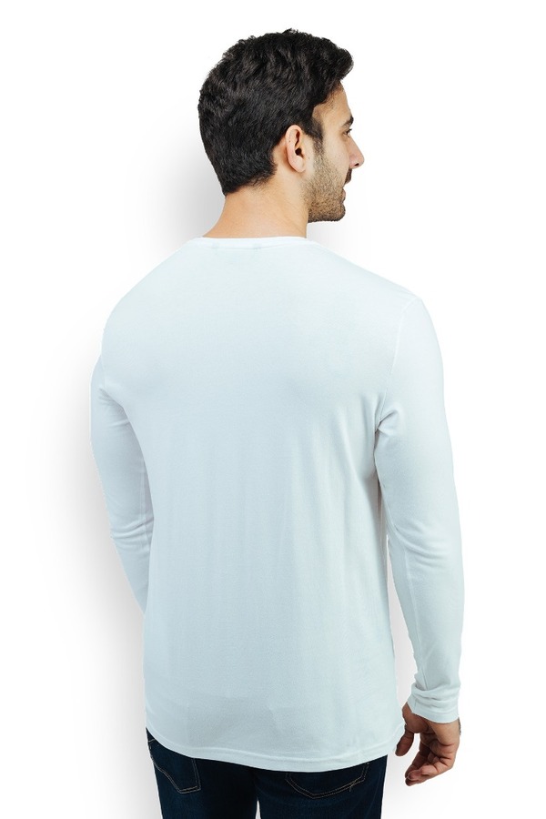 Playera Manga Larga Básica Blanca Stretch Muscle Fit Para Caballero